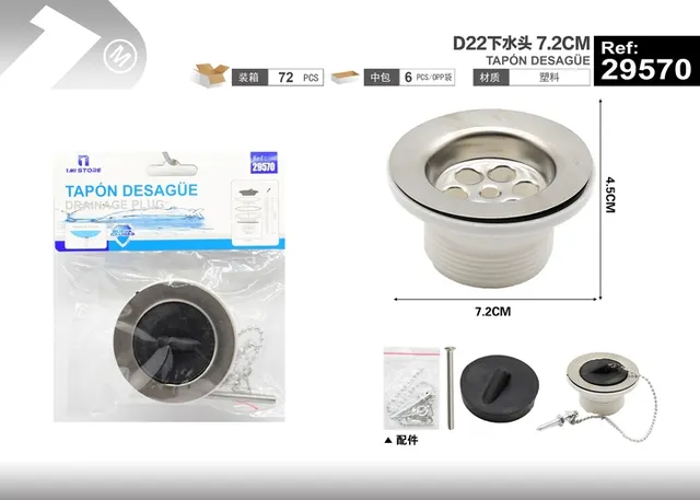 Cabezal para tubo de desagüe, modelo D22, 7,2 cm