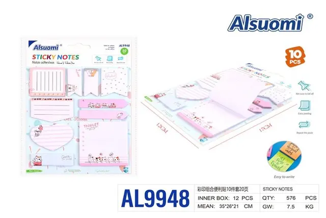 Notas adhesivas, 10 piezas, modelo AL9948