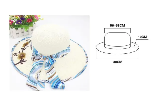 Sombreros para el sol, 38 cm, color blanco, modelo 130157