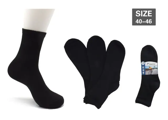 Calcetines deportivos, 3 piezas, color negro, modelo A8007-1
