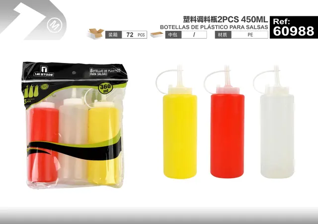 Botella para condimentos, 360 ml, 3 piezas