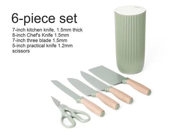 Juego de cuchillo y tenedor, modelo LK-3106, 6 piezas, color verde
