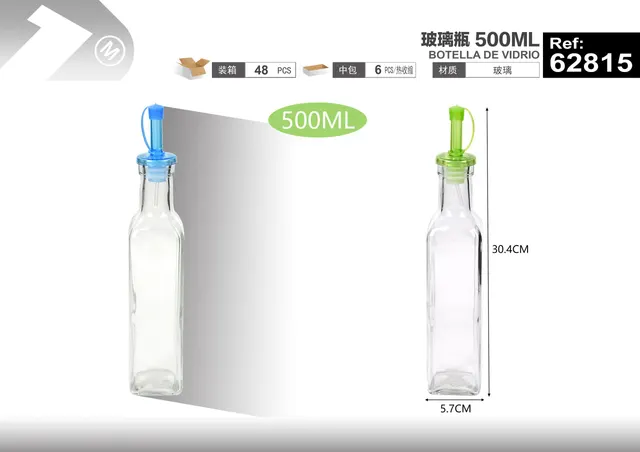 Dispensador de aceite, 500 ml, color transparente