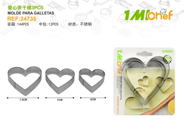 Moldes de acero inoxidable, 3 piezas, ref. 24735
