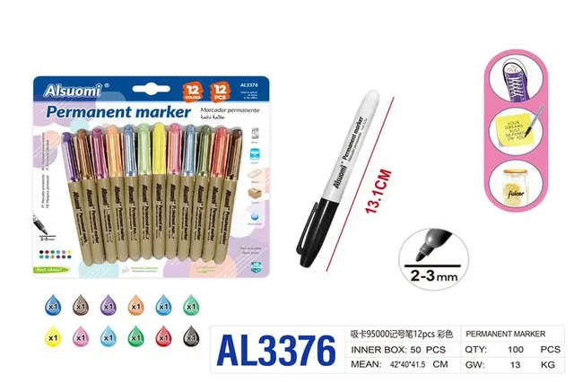Rotulador, 12 piezas, color multicolor