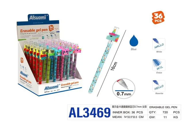 Pluma de gel, 0,7 mm, 36 piezas, color azul, modelo AL3469