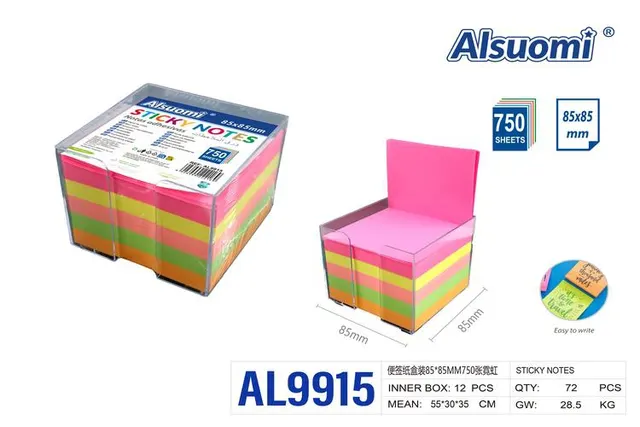 Notas adhesivas, 85 × 85 mm, modelo AL9915