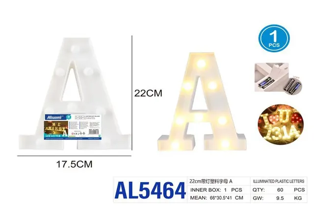 Letras de plastico, 22 cm, modelo AL5464