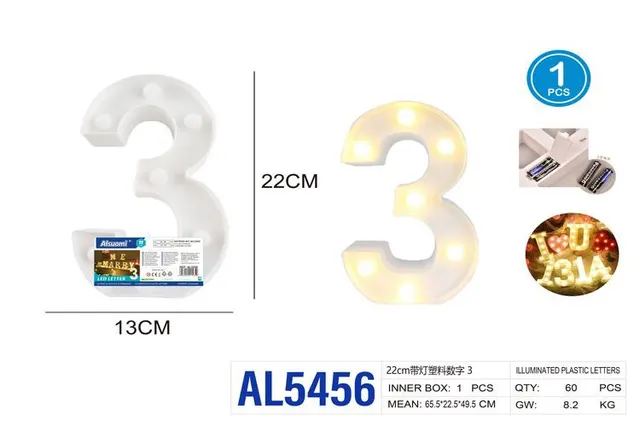 numeros de plastico, 22 cm, modelo AL5456