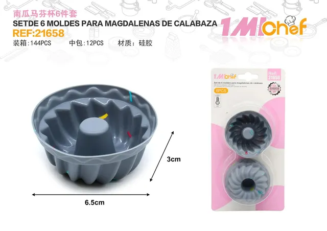 Molde de silicona para pastel, 6,5 × 3 cm, 6 piezas
