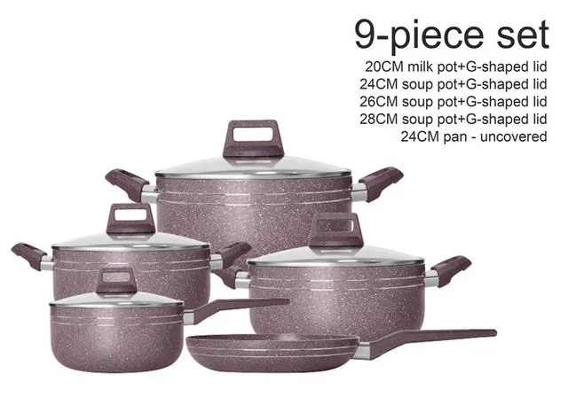 Juego de cocina, 2,2 mm, 9 piezas, colores rosado y morado