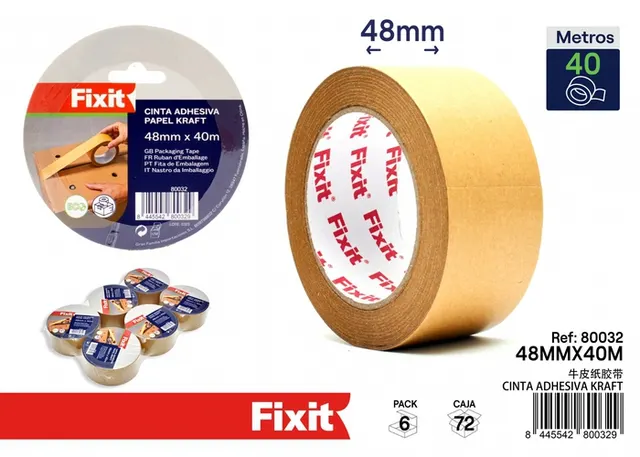 Cinta de embalaje de papel kraft, 48 mm, 40 m