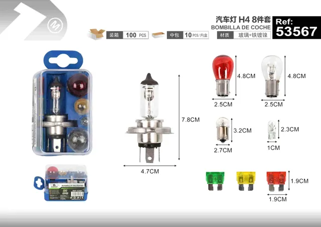faros halógenos, modelo H4, 8 piezas