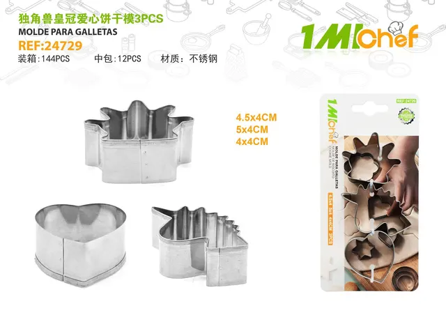 Moldes de acero inoxidable, 3 piezas, ref. 24729