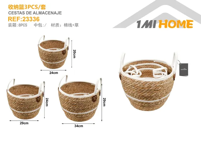 Cesta de almacenamiento, 3 piezas, modelo 23336
