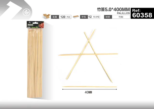 Brochetas para barbacoa, 5,0 × 400 mm