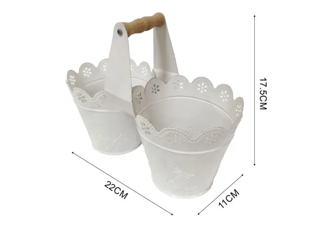Macetero de hierro forjado, modelo DM0633, color blanco