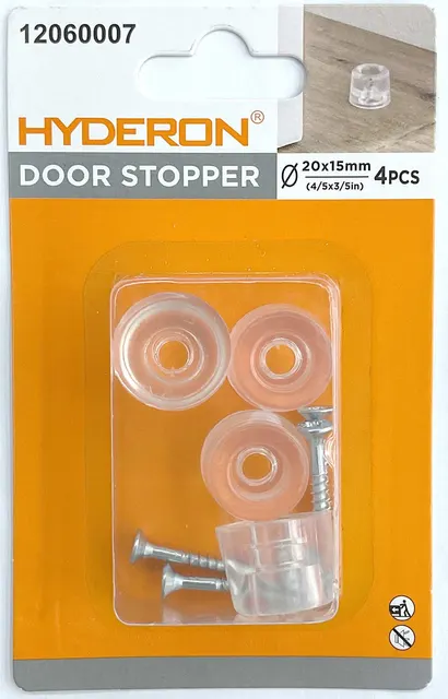 Topes para puertas, 20 × 15 mm, 4 piezas, color transparente