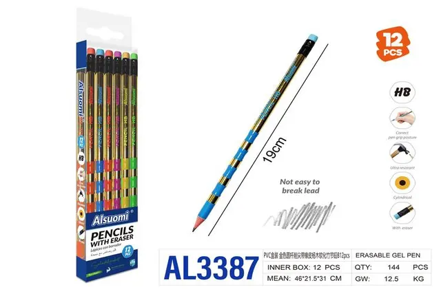 Lápiz, 12 piezas, color dorado