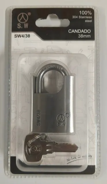 Cerradura de acero inoxidable, 38 mm, ref. SW4-38
