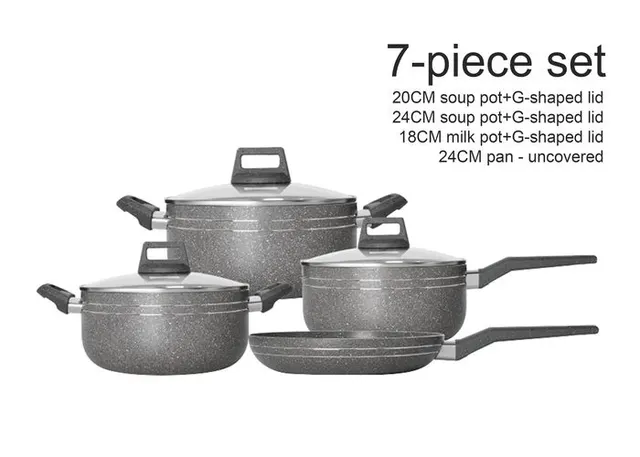 Juego de cocina, 2,2 mm, 7 piezas, color gris