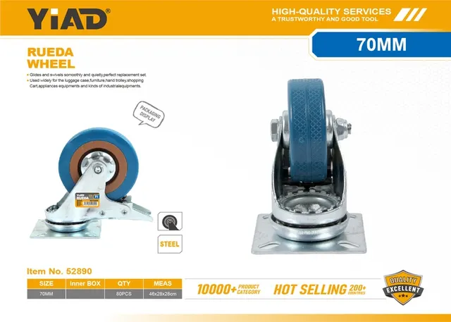 Ruedas de goma grises, 3 pulgadas, ref. 52890