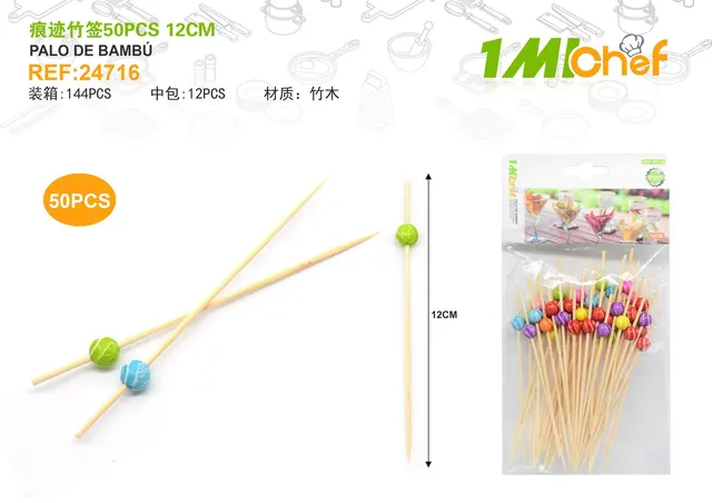Brochetas para barbacoa, 12 cm, 50 piezas, ref. 24716