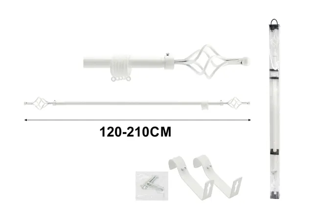 Barras para cortinas, 210 cm, color blanco, modelo A75324