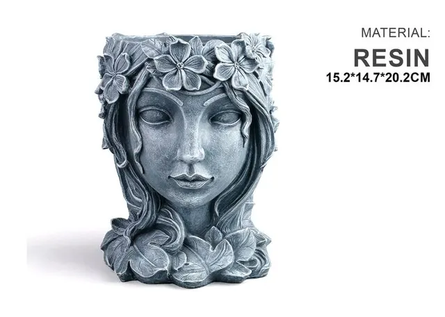 Maceta de resina, modelo SU0257, color gris