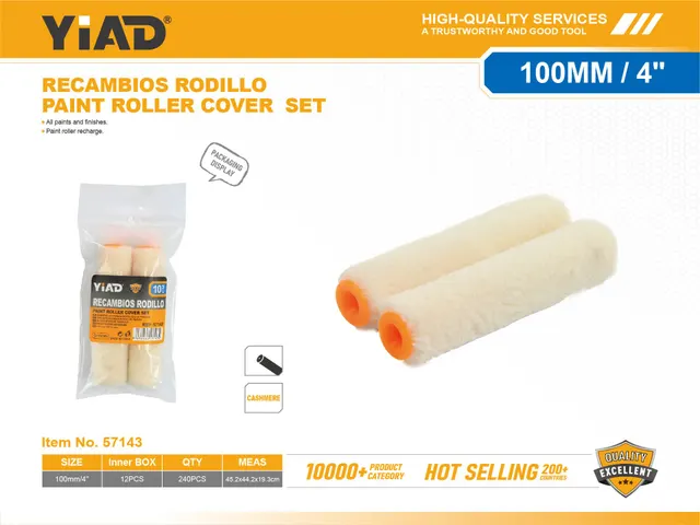 Rodillos para pintura, 4 pulgadas, 100 mm, 2 piezas, ref. 57143