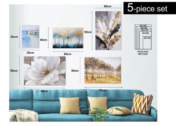 Cuadro pintado por pulverización, modelo PHHHX0004, 60 × 90 cm, 55 × 80 cm, 50 × 70 cm, 40 × 60 cm, 30 × 40 cm, 5 piezas