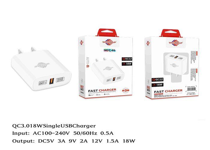 Cargador, modelo QC3, 18 W, modelo MDT-03