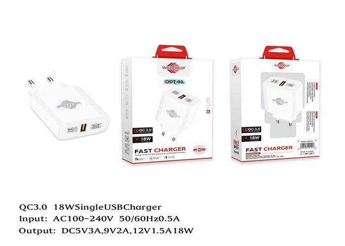 Cargador, modelo QC3, 18 W, modelo ODT-03