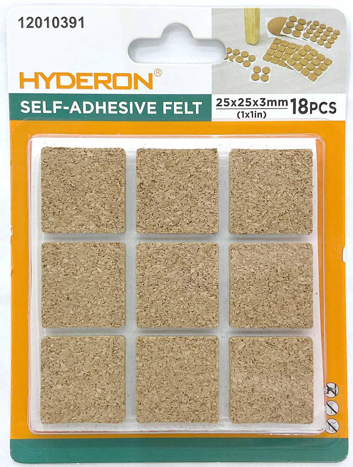 Protector para pata de mueble, 25 × 25 mm, 18 piezas, modelo 12010391