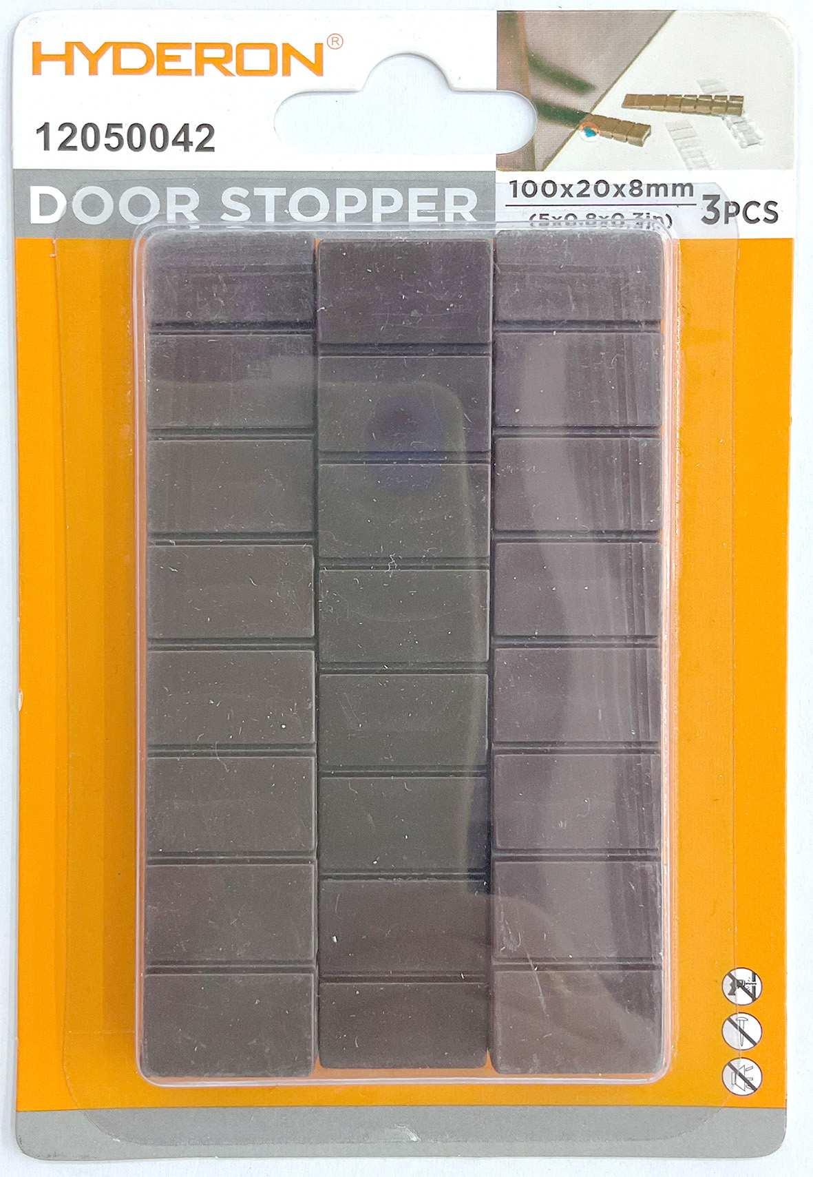Tope para puerta, 100 × 20 × 8 mm, 3 piezas