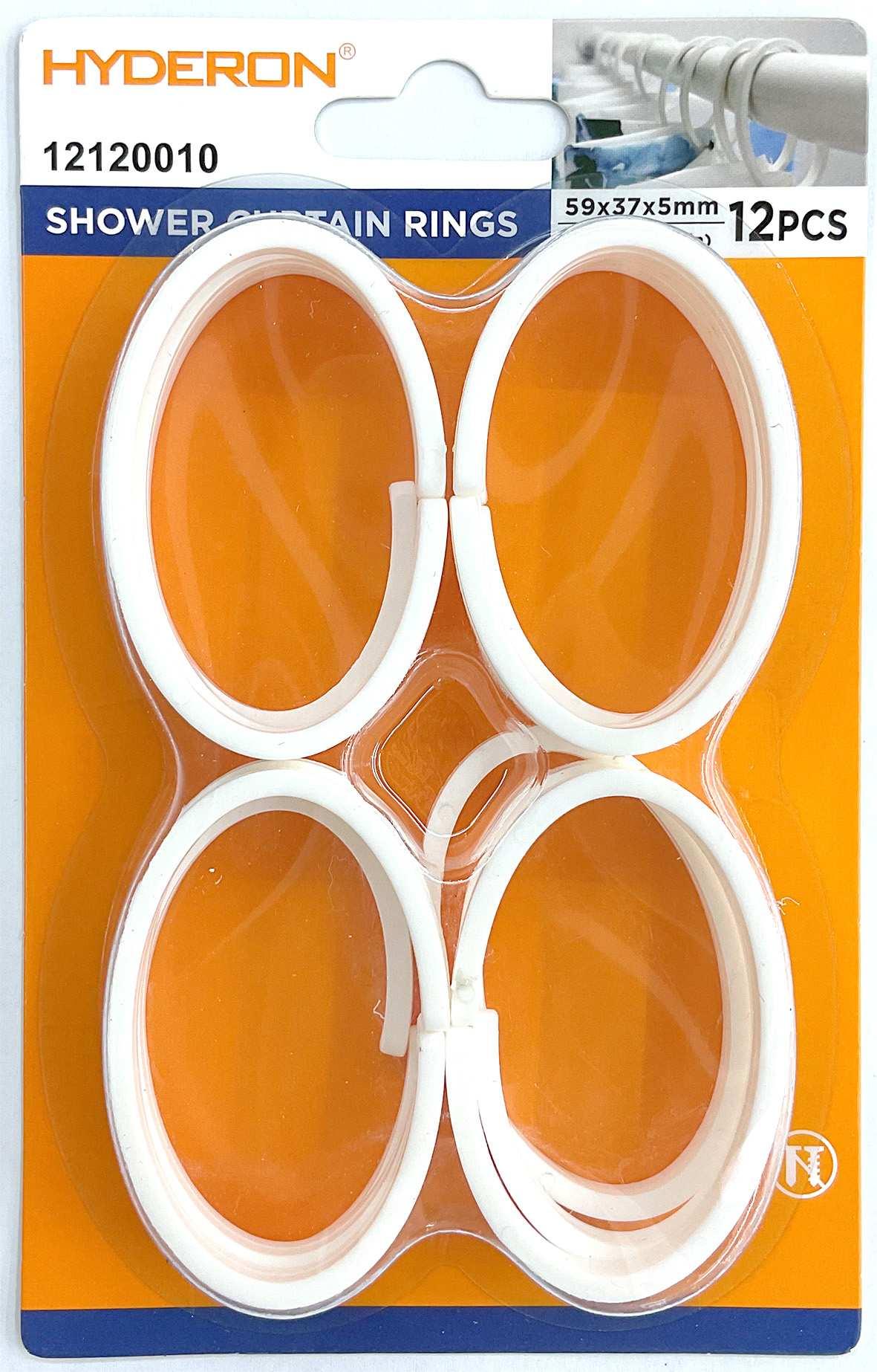 Sujetador para cortina de baño, 59 × 37 × 5 mm, 12 piezas