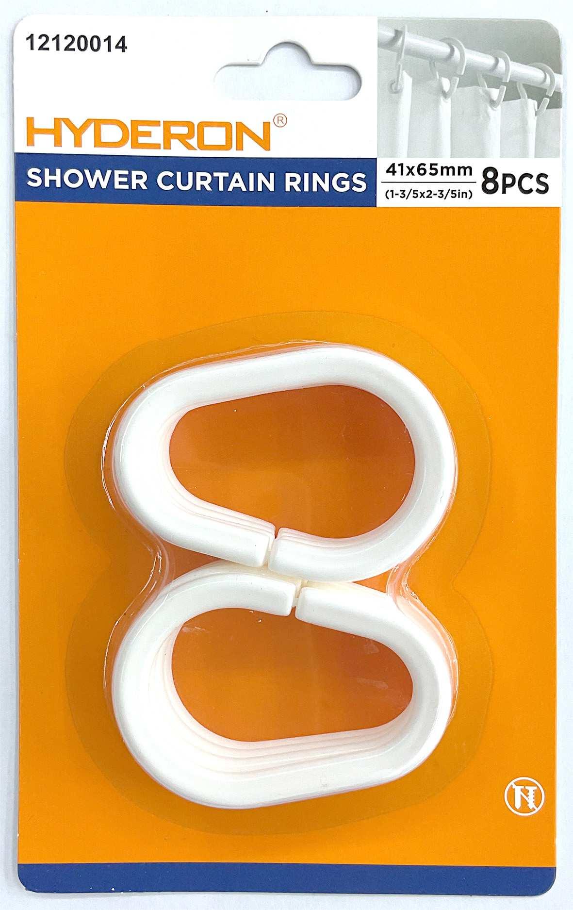 Aro para cortina de baño, 41 × 65 mm, 8 piezas, ref. 12120014