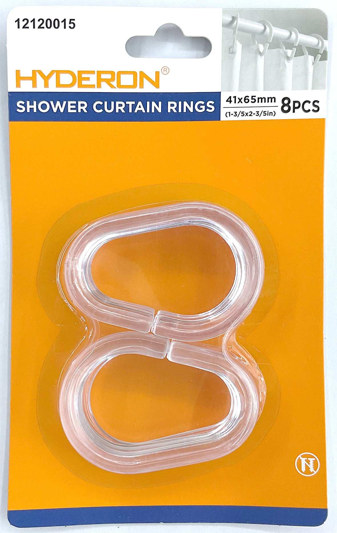 Aro para cortina de baño, 41 × 65 mm, 8 piezas, ref. 12120015