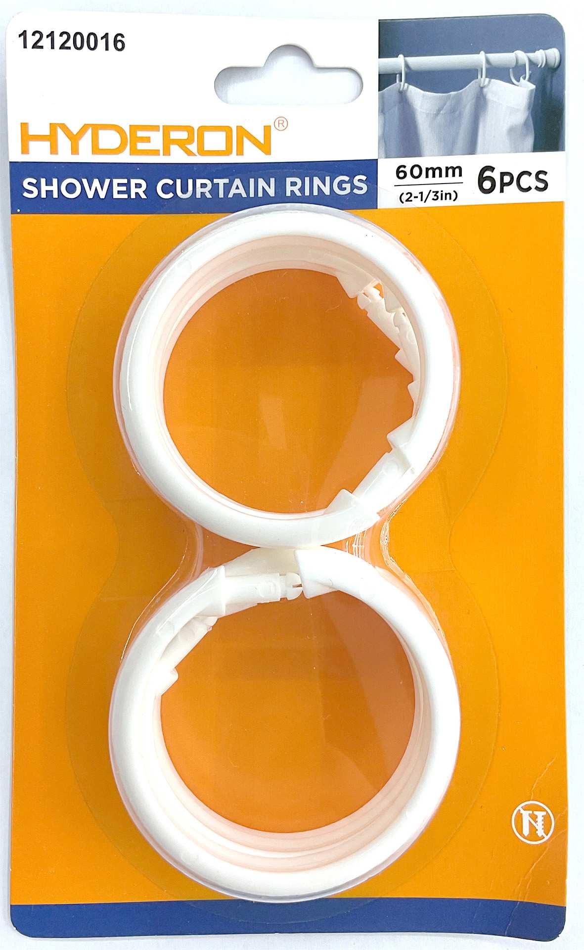 Sujetador para cortina de baño, 60 mm, 6 piezas, ref. 12120016