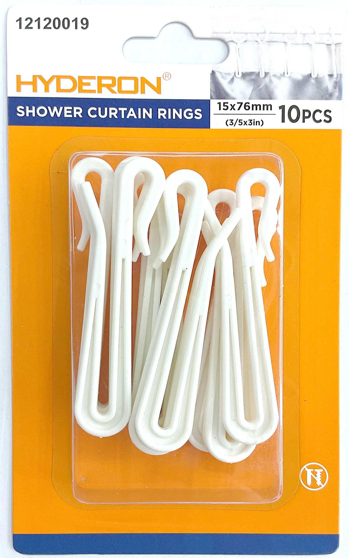 Pinza para cortina de baño, 15 × 76 mm, 10 piezas