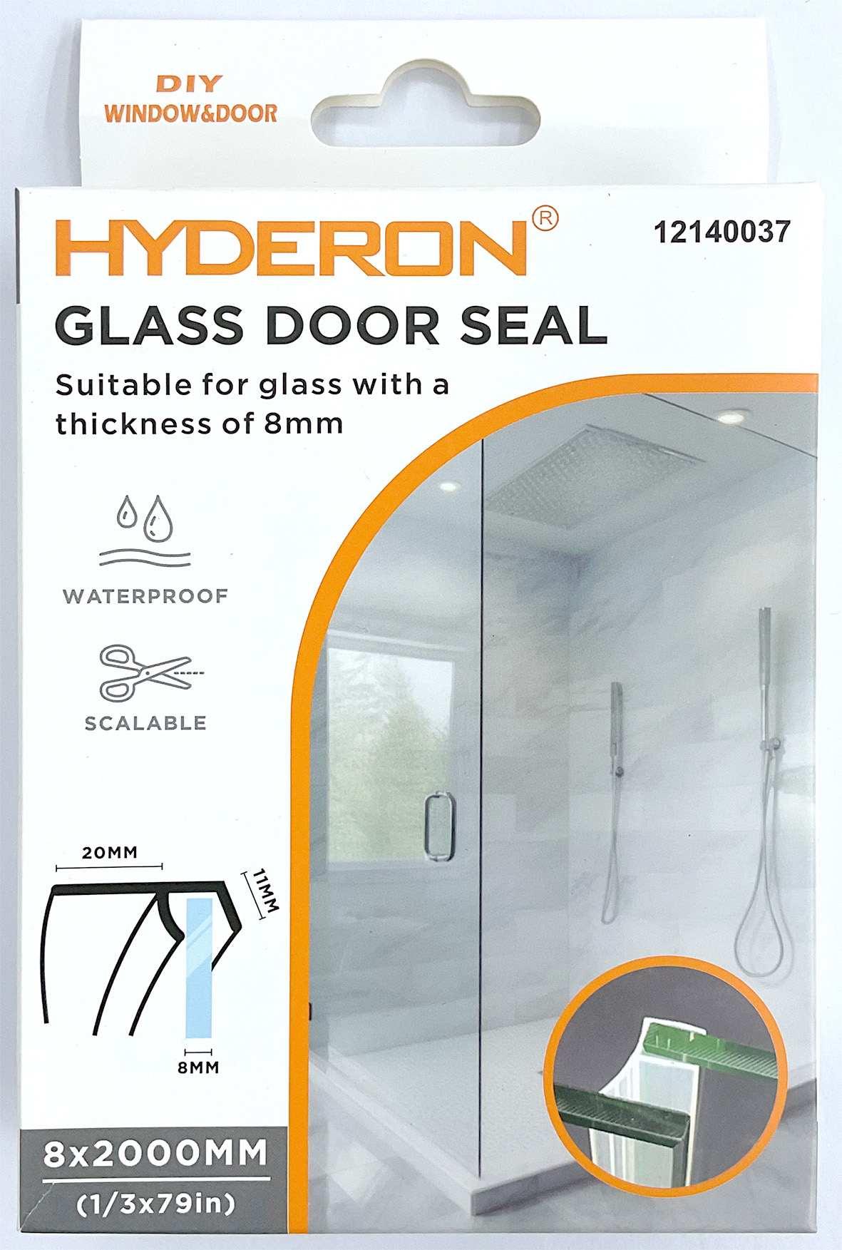 Burlete transparente para baño, 8 mm, 2 m, ref. 12140037