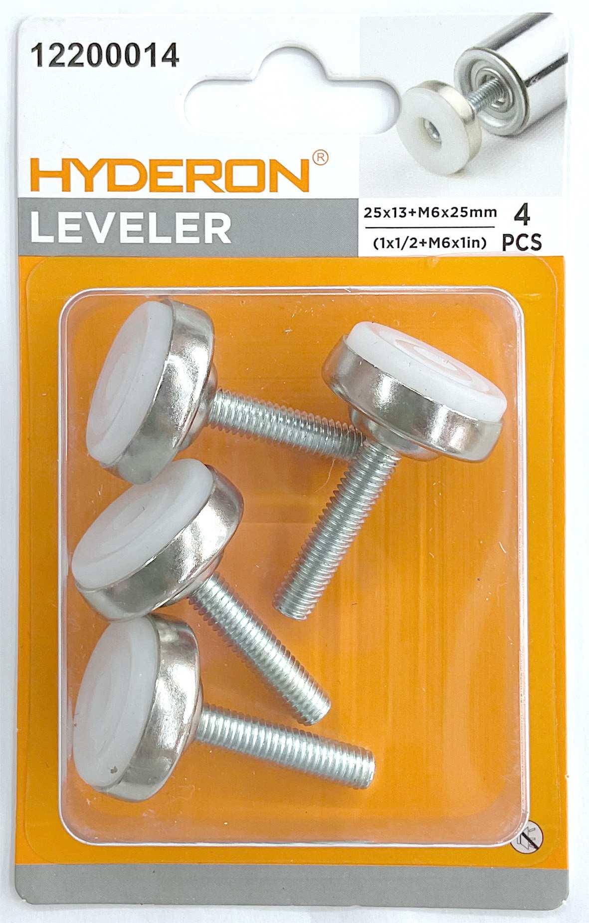 Pata niveladora para mueble, modelo M6, 25 × 13 mm, 4 piezas