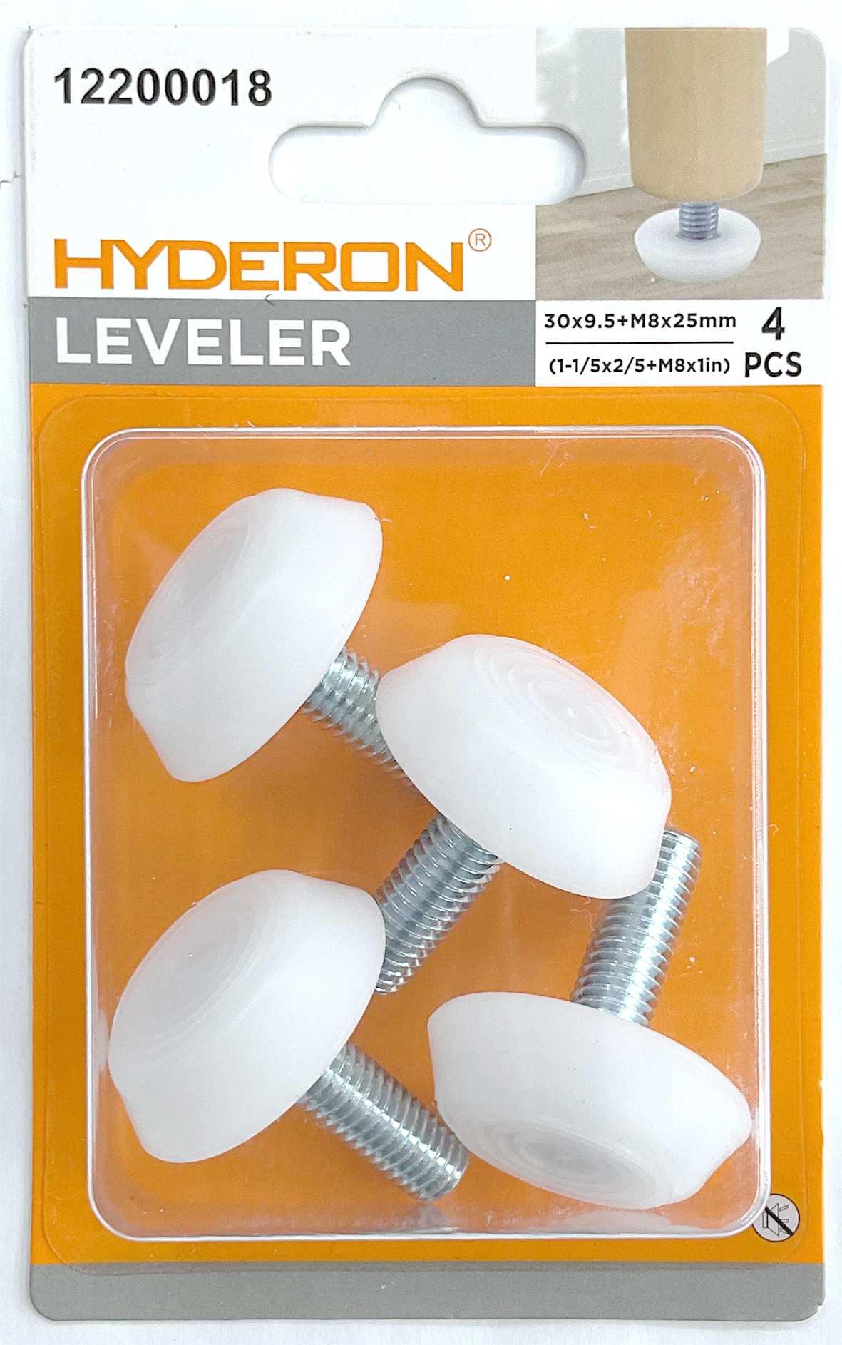 Pata niveladora para mueble, modelo M8, 30 × 9,5 mm, 4 piezas
