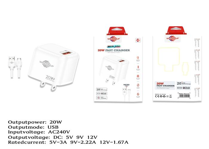 Cargador, 20 W, modelo MCD-32V
