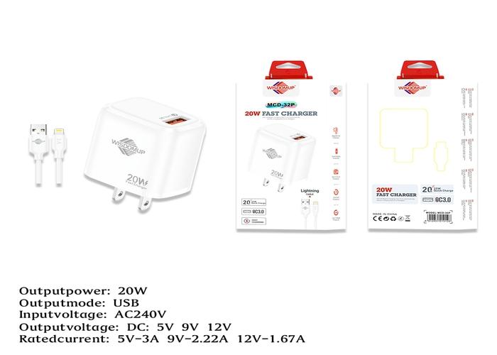 Cargador, 20 W, modelo MCD-32P