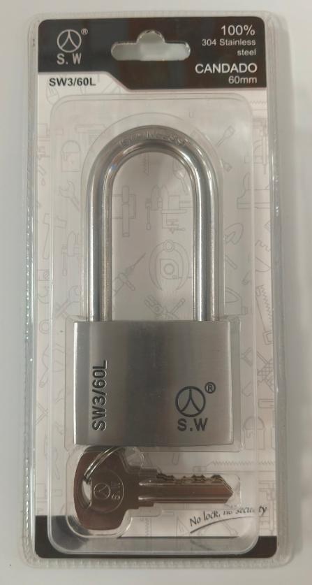 Cerradura de acero inoxidable, 60 mm, ref. SW3-60L