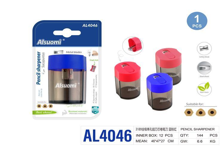 Sacapuntas, colores rojo, azul y rosado, modelo AL4046