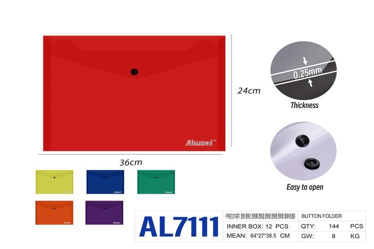 Bolsa para documentos, colores transparente, amarillo, rojo, azul, morado y naranja, modelo AL7111