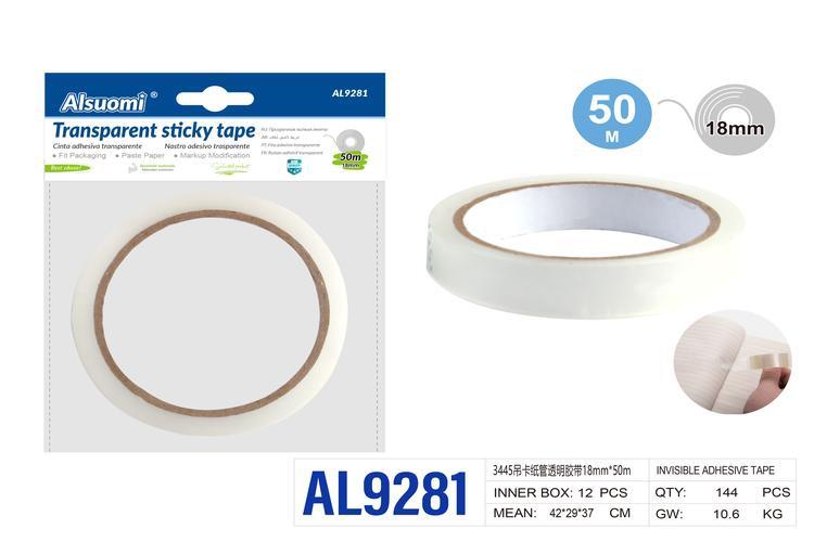 Cinta adhesiva, 18 mm, 50 m, color transparente