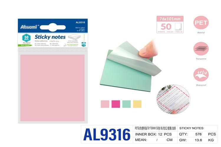 Notas adhesivas, 76 × 76 mm, colores multicolor, amarillo, rojo, verde y rosado